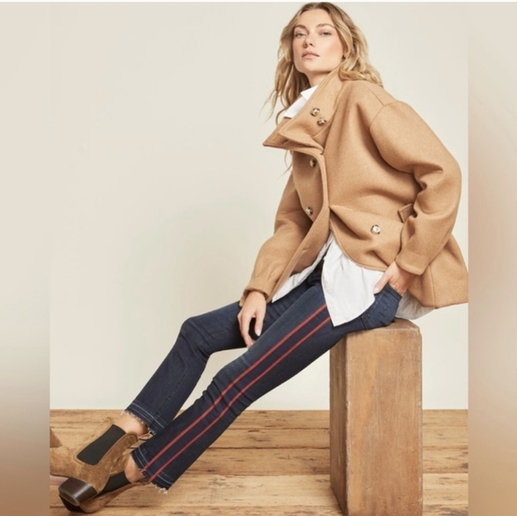 Veronica Beard Carolyn 10" Baby Boot Jeans Navy/Red Leg Stripe Released Hem - 25 - Picture 15 of 15